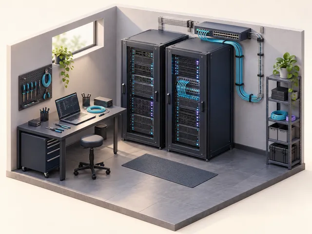 Illustration: server racks and an organized network